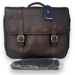 Links & Kings Brown Leather Crown Porthole Laptop Briefcase Messenger Bag 16x12"